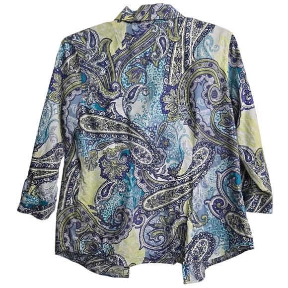 Chico's‎ Button-Up Blouse Size 1 Medium Paisley Print 100% Cotton Long Sleeve - Picture 5 of 7